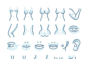 Plastic Surgery Vector Icons Set