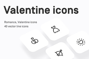 Valentine’s Day vector line icons