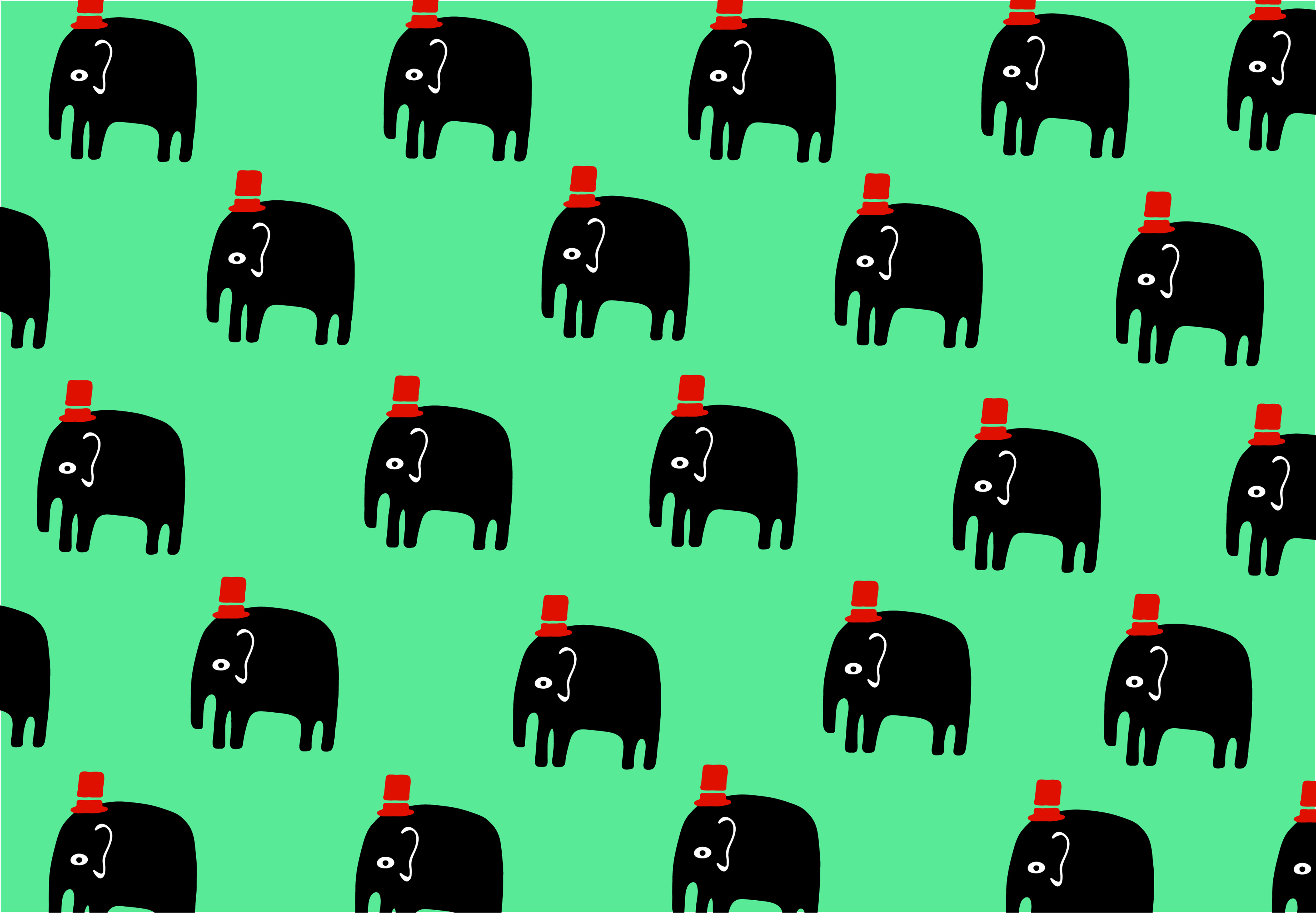 Elephant with red hat pattern, a Pattern Graphic by Irene Loal