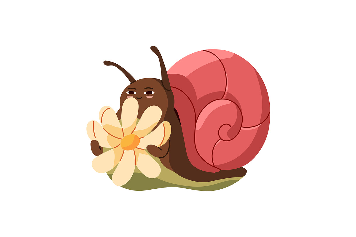 Cute, funny snails set + backgrounds, an Animal Illustration by PaperTrident (Photo 20 of 26)