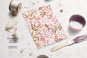 Beige Watercolor Floral Pattern