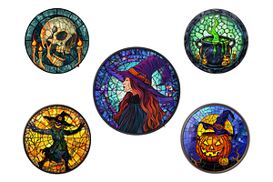 Stained Glass Halloween Clipart