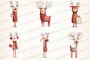 Reindeer Funny Christmas Clipart, an Illustration by DreamCafeArt (Thumbnail 2 of 8)