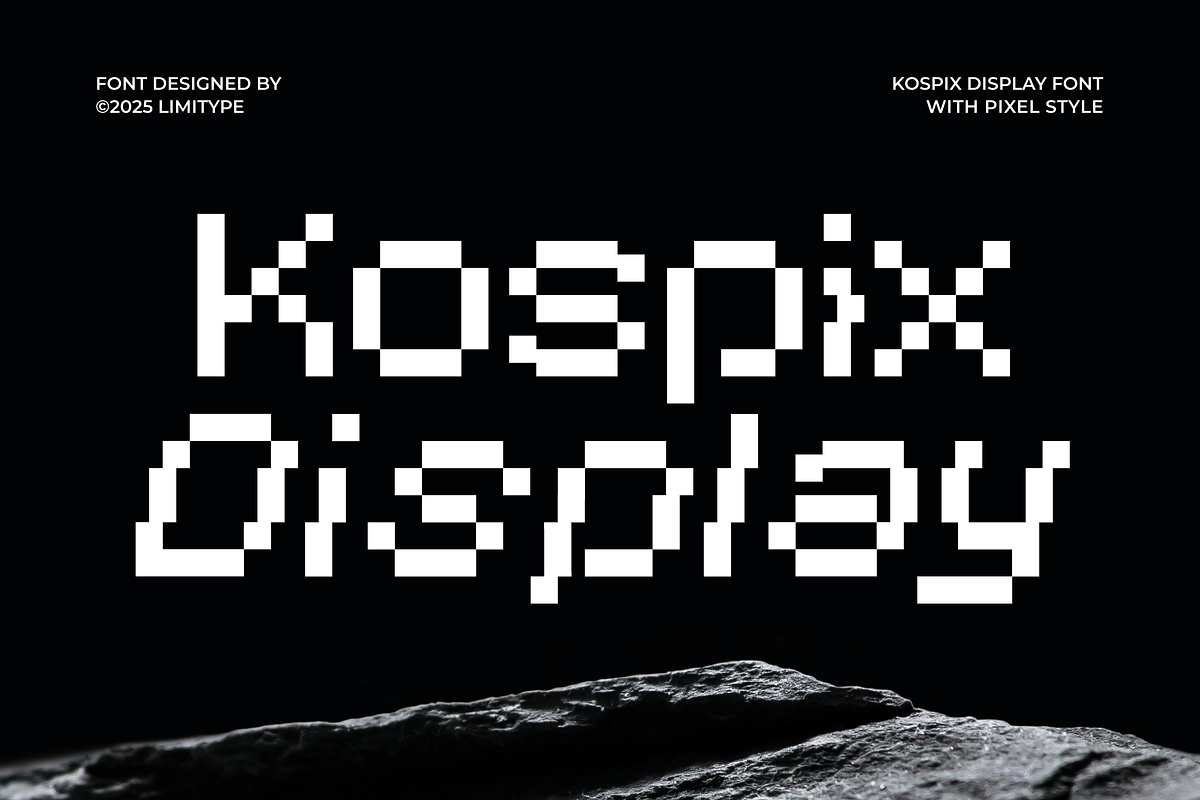 Kospix - Pixel Font, a Sans Serif Font by limitype (Photo 1 of 15)