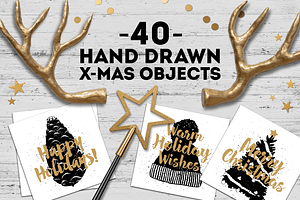 X-mas. 40 Hand Drawn Objects