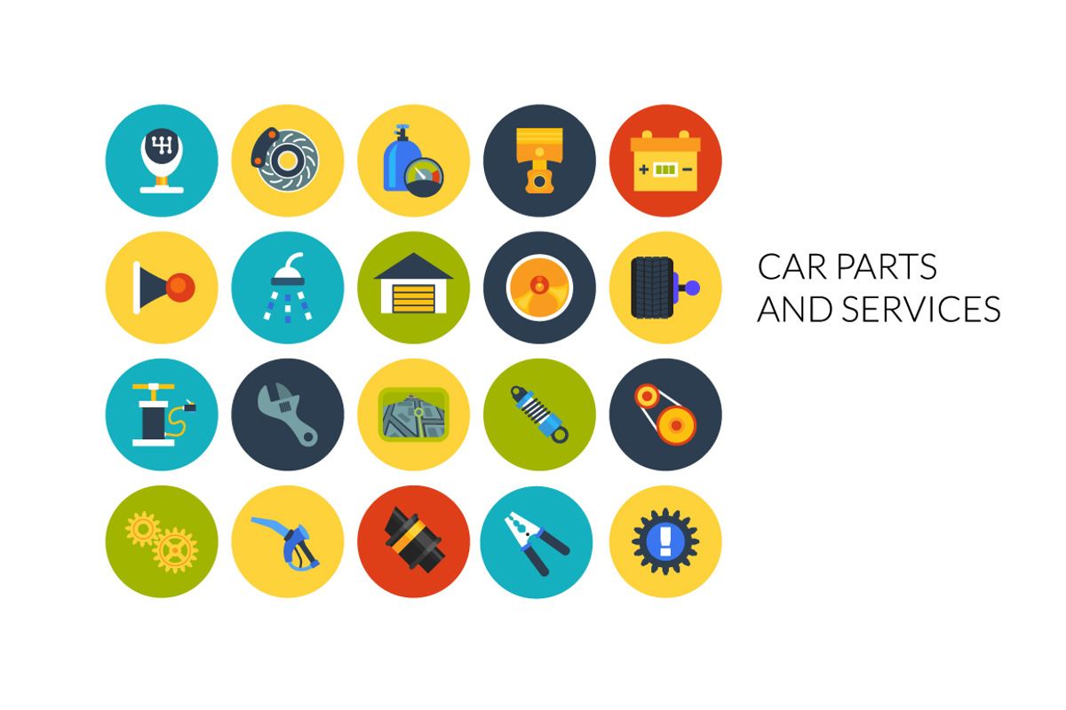 Flat icons set - Car and Services