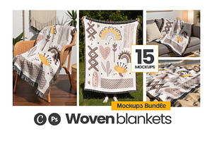 Woven Blanket Mockup Bundle x15 PSDs