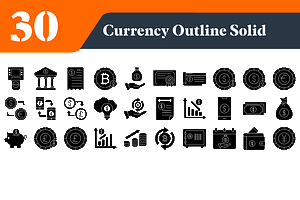 Currency Solid Icons Bundle, a Solid Icon by EllaMaiyaali