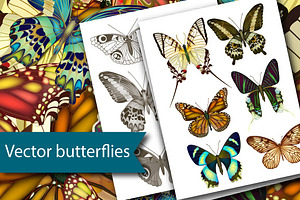 Vector Butterflies Seamless Pattern