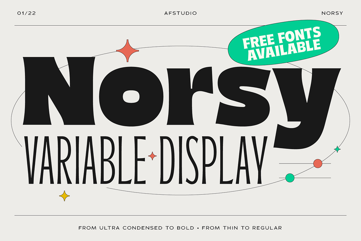 Norsy - Variable Display, a Sans Serif Font by Adam Fathony (Photo 1 of 19)