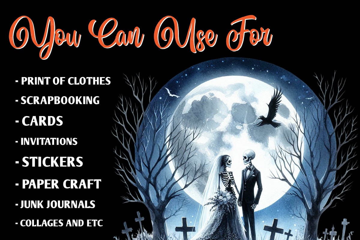 Halloween Skeletons Wedding Clipart, an Illustration by CreationArt (Photo 7 of 9)