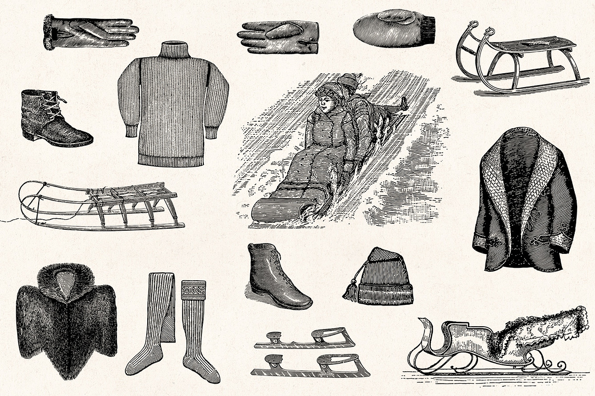 Winter Holidays - Vintage Engravings, a Decorative Illustration by Graphic Goods (Photo 4 of 10)