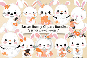 Easter Bunny Clipart Bundle, an Illustration by DreamPrint404
