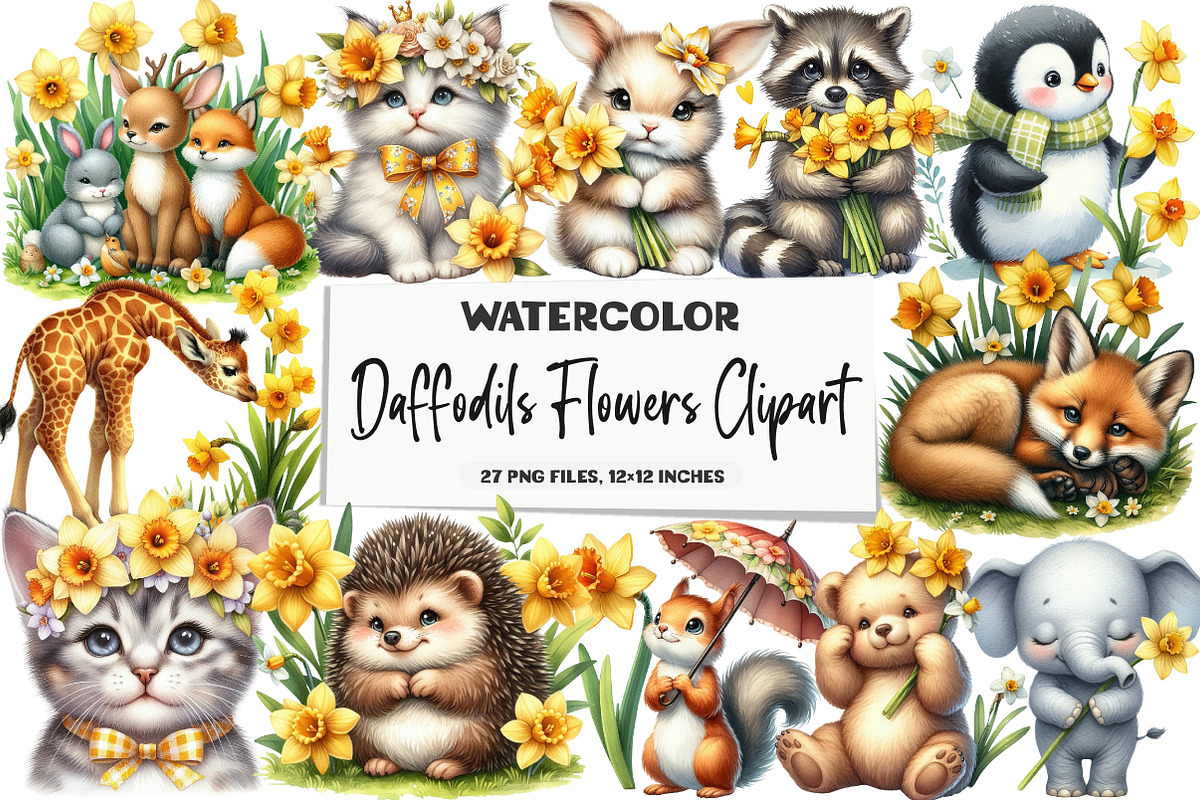 Daffodils Flowers Clipart, an Illustration by DreamArtGraphic (Photo 1 of 5)