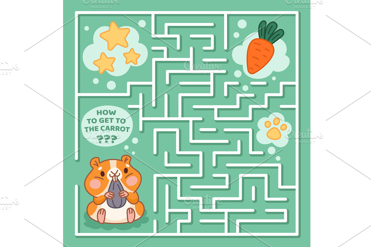 Hamster kids puzzle. Funny little, an Animal Illustration by YummyBuum