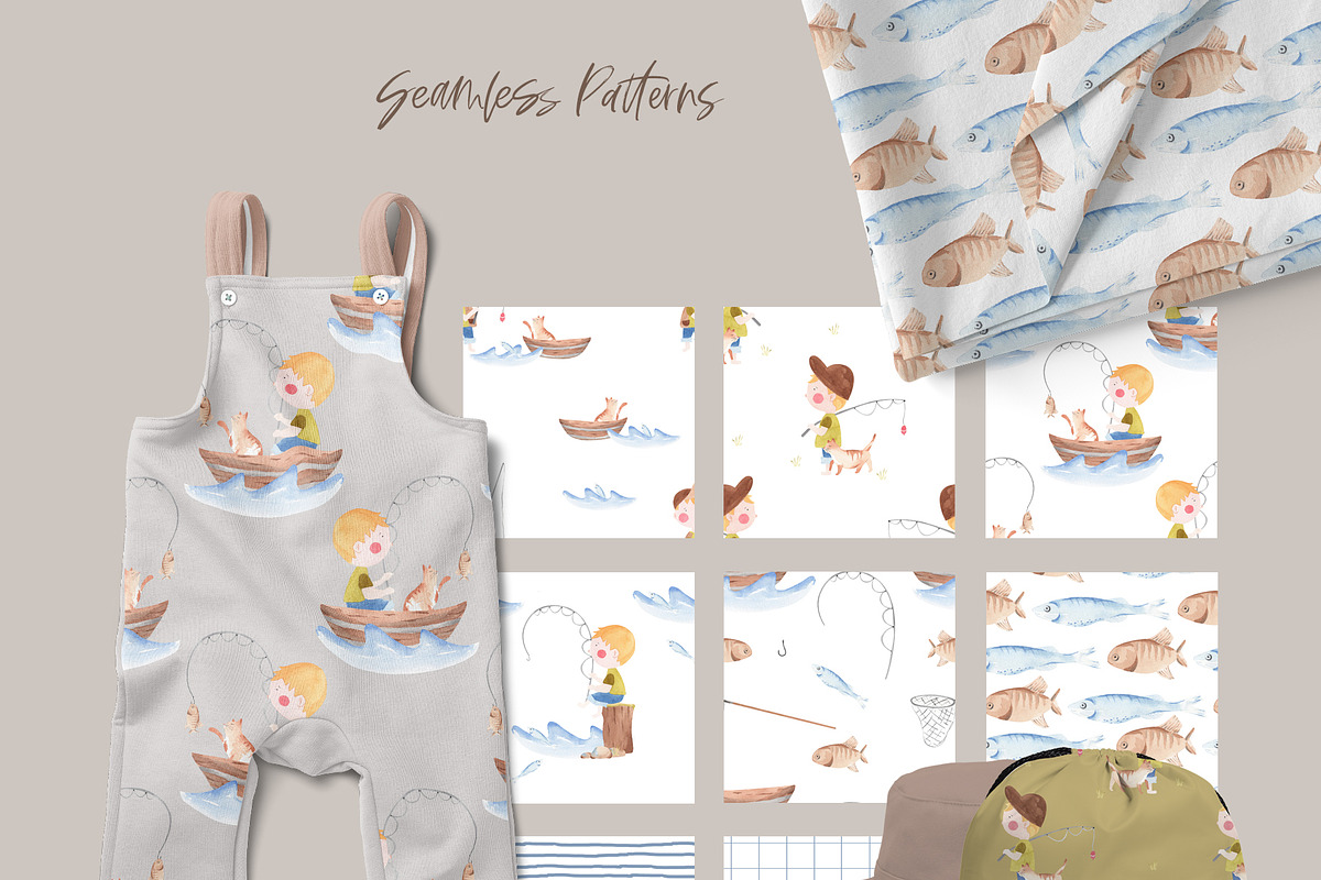 Fishing Watercolor Clipart, an Illustration by natalisart (Photo 7 of 10)