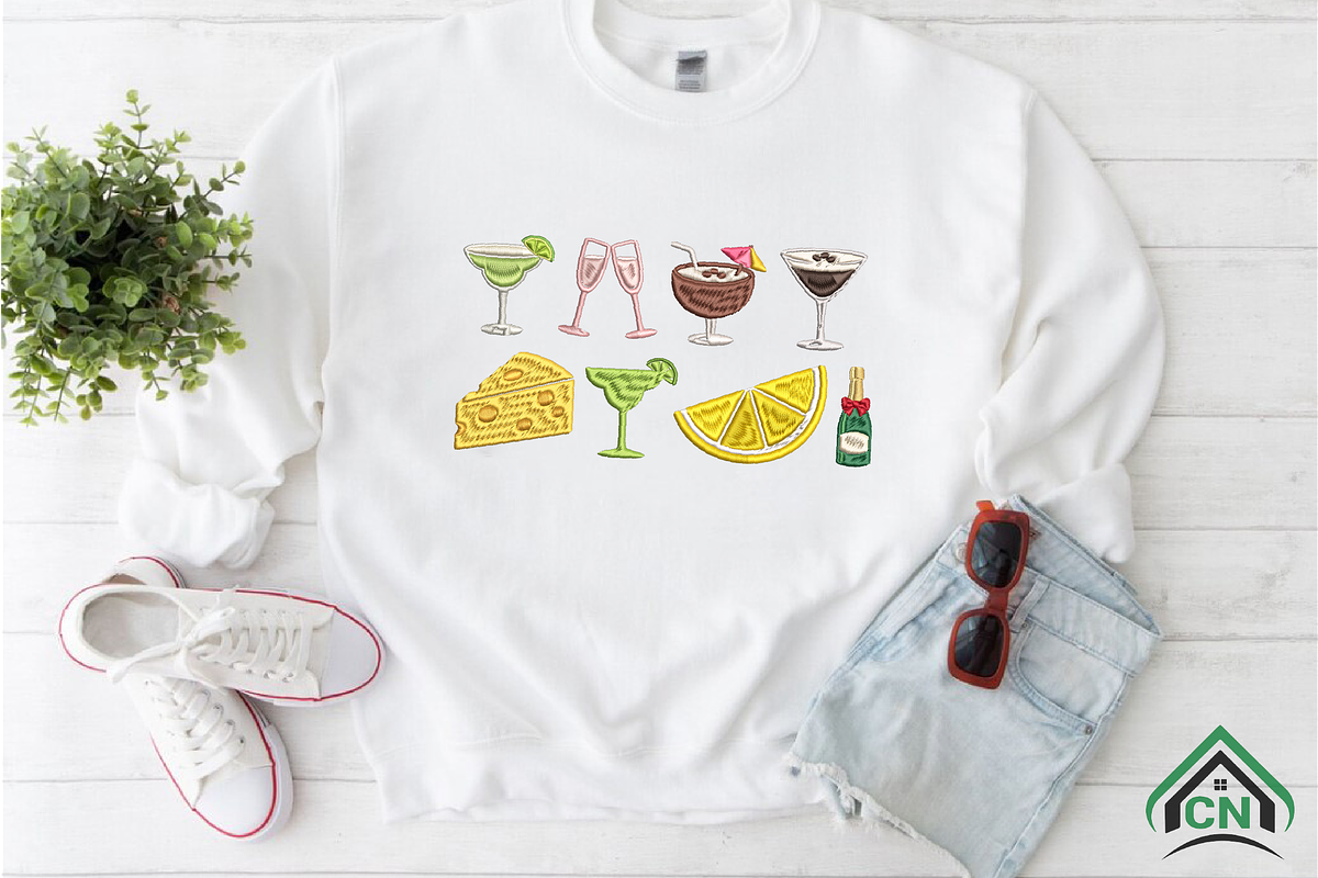 Cocktail Icons Embroidery Design, an Illustration by Craft Nest (Photo 3 of 6)