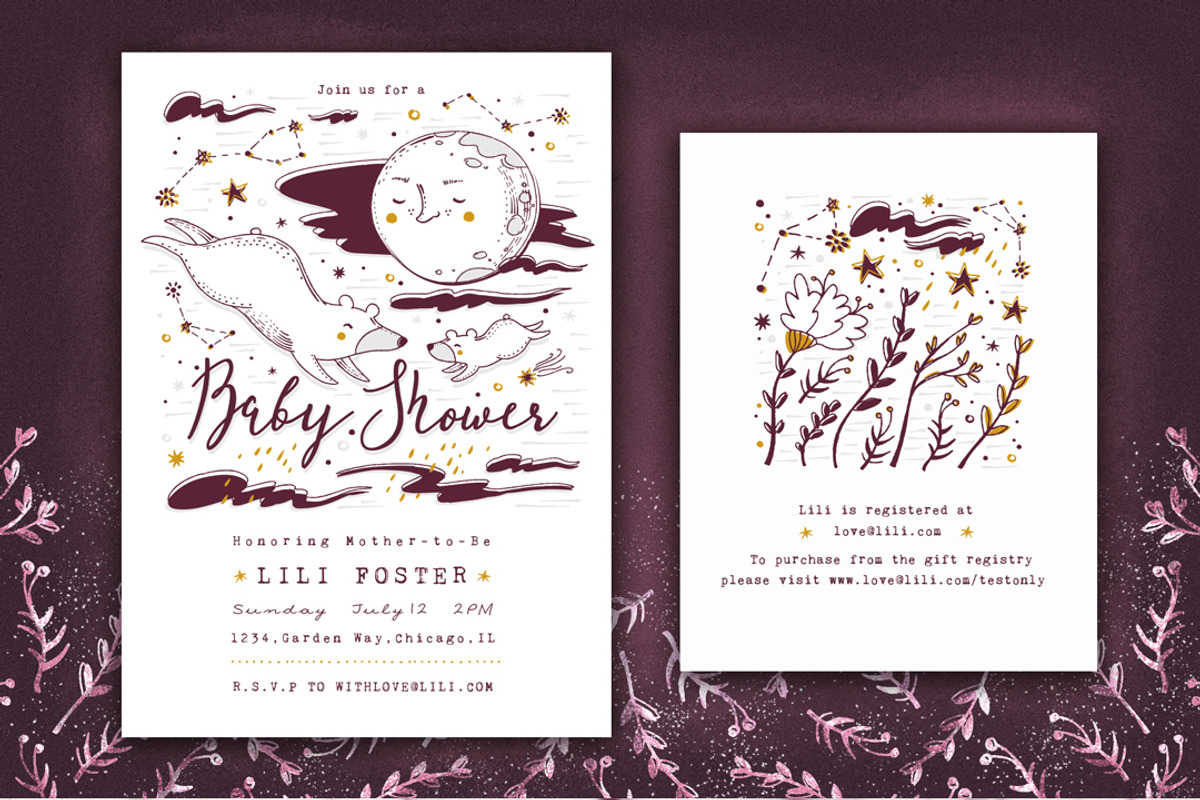 Baby Shower Set • Moon & Stars, an Invitation Template by Yeticrab (Photo 1 of 10)