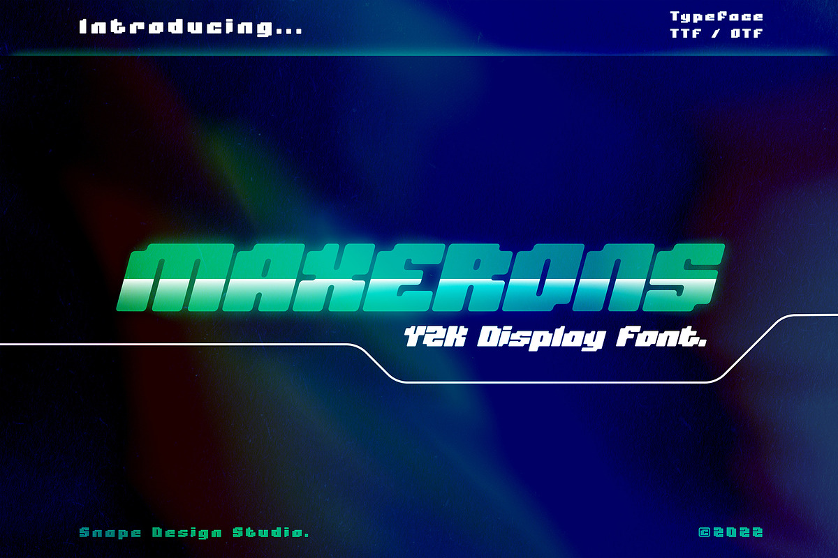 Maxerons - Y2K Font, a Font by Snape Design Studio (Photo 1 of 5)