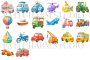 20 Transport Clipart, a Decorative Illustration by Pati Charm Studio (Thumbnail 2 of 8)