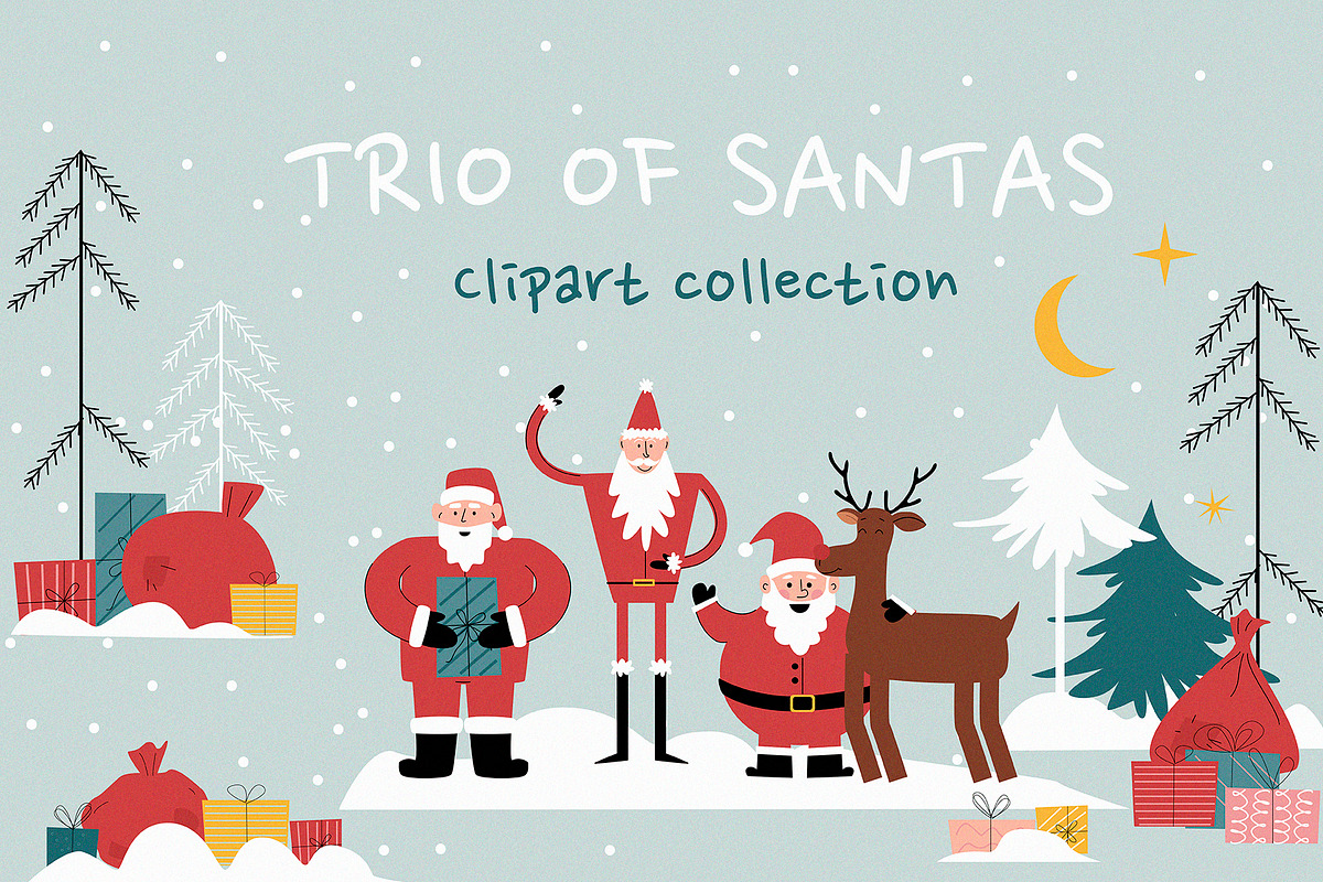 The Santa Trio clipart Collection, an Illustration by svetlatek (Photo 1 of 10)