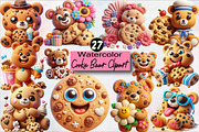 Cookie Bear Sublimation Clipart Bund, an Illustration by SVGArt (Thumbnail 1 of 8)