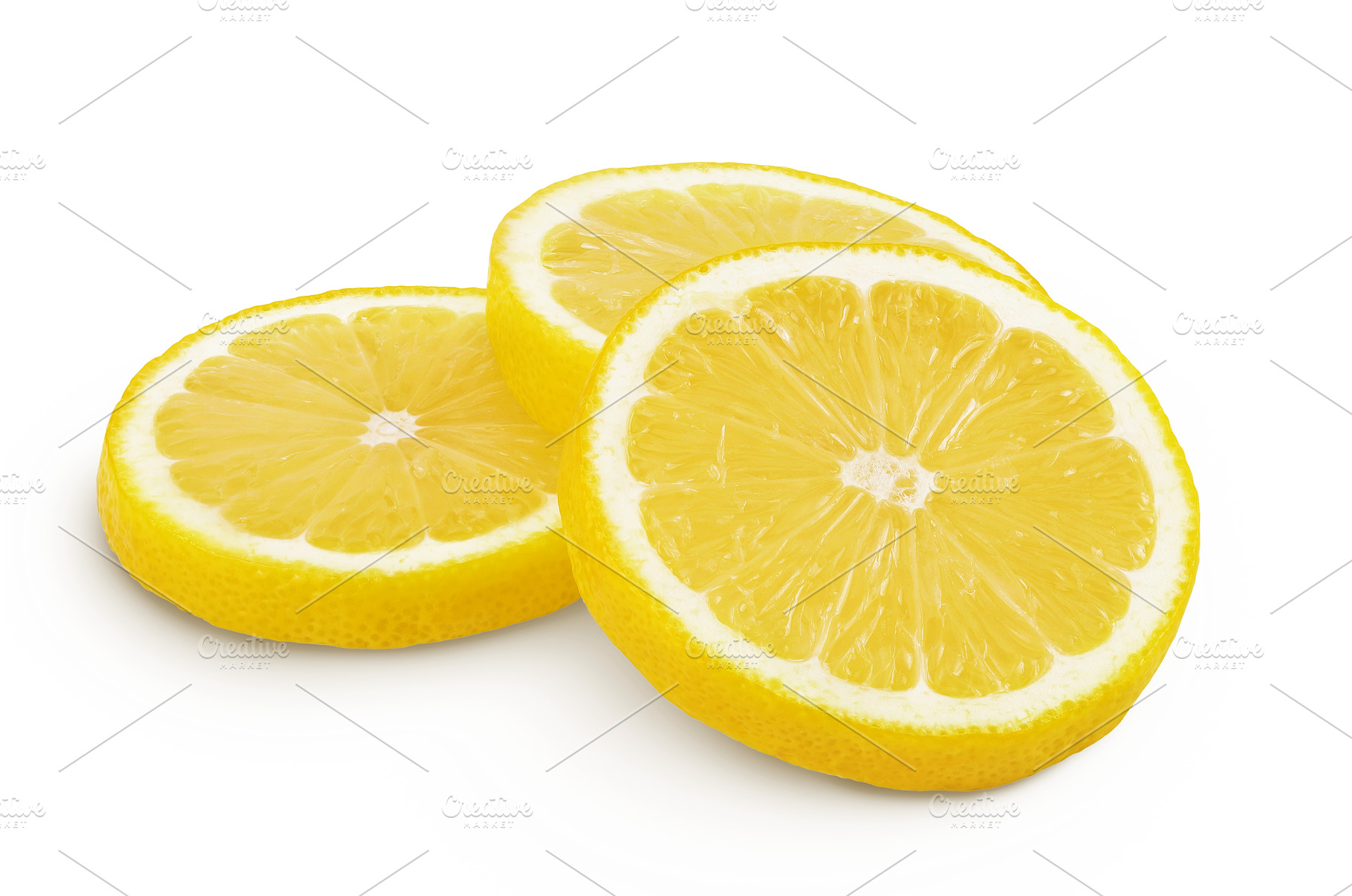 Ripe lemon slices isolated on white, a Food & Drink Photo by NataPhoto