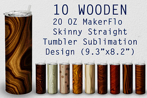 10 Tumbler Straight  Wooden Design, a Print Template by Kseniya-Omega