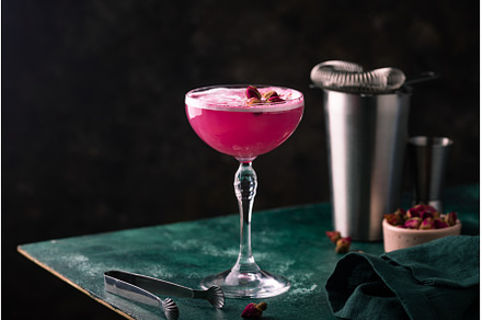 Summer pink cocktail with rose, a Food & Drink Photo by Yulia Furman