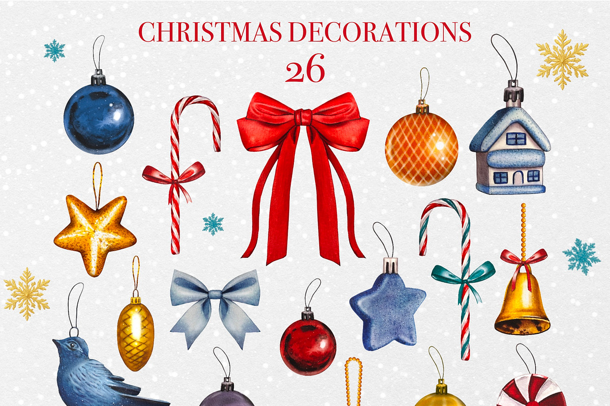 Christmas Magic Watercolor Clipart, a Seasonal Illustration by DiashaArt (Photo 13 of 18)