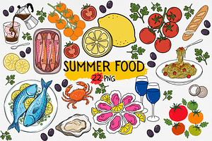 Mediterranean Summer Food Clipart
