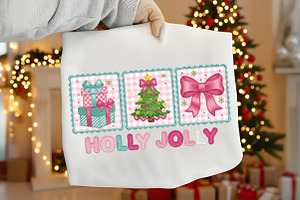 Holly Jolly Png, Preppy Christmas, an Illustration by Canvas Craft