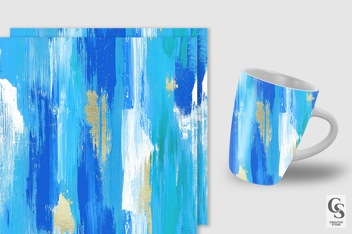 Blue Brushstrokes Seamless Patterns, a Pattern Graphic by Creative Store (Photo 2 of 5)