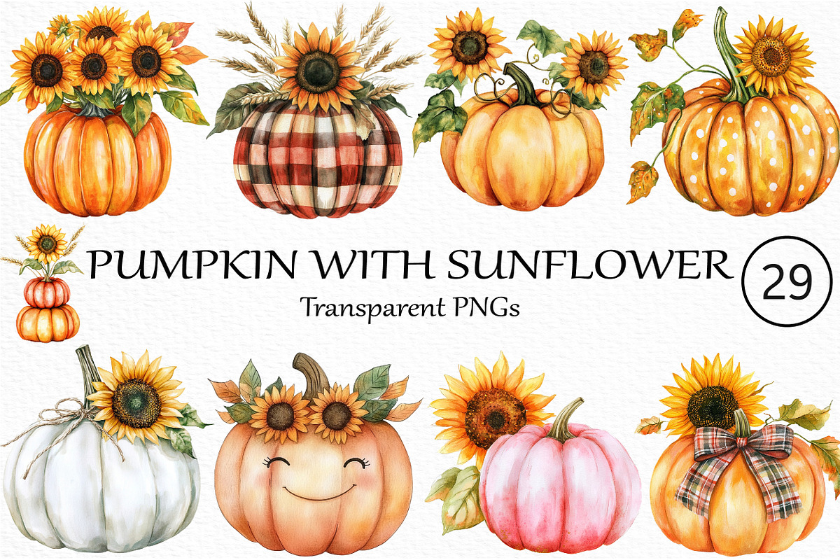 Autumn Pumpkin with Sunflower, an Illustration by Craft Nest (Photo 1 of 5)