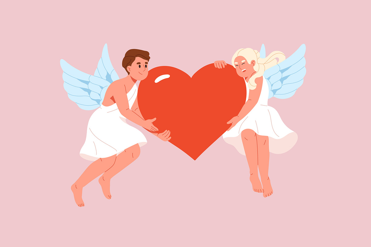 Cupids set, Valentine's Day cards, a Person Illustration by PaperTrident (Photo 6 of 14)