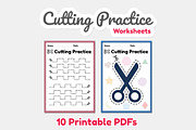 Cutting practice for kids worksheets, an Education Illustration by TukTuk Design (Thumbnail 6 of 7)