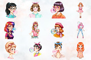 Retro Girl Blowing a Bubblegum Png, an Illustration by RobertsArt (Thumbnail 4 of 7)