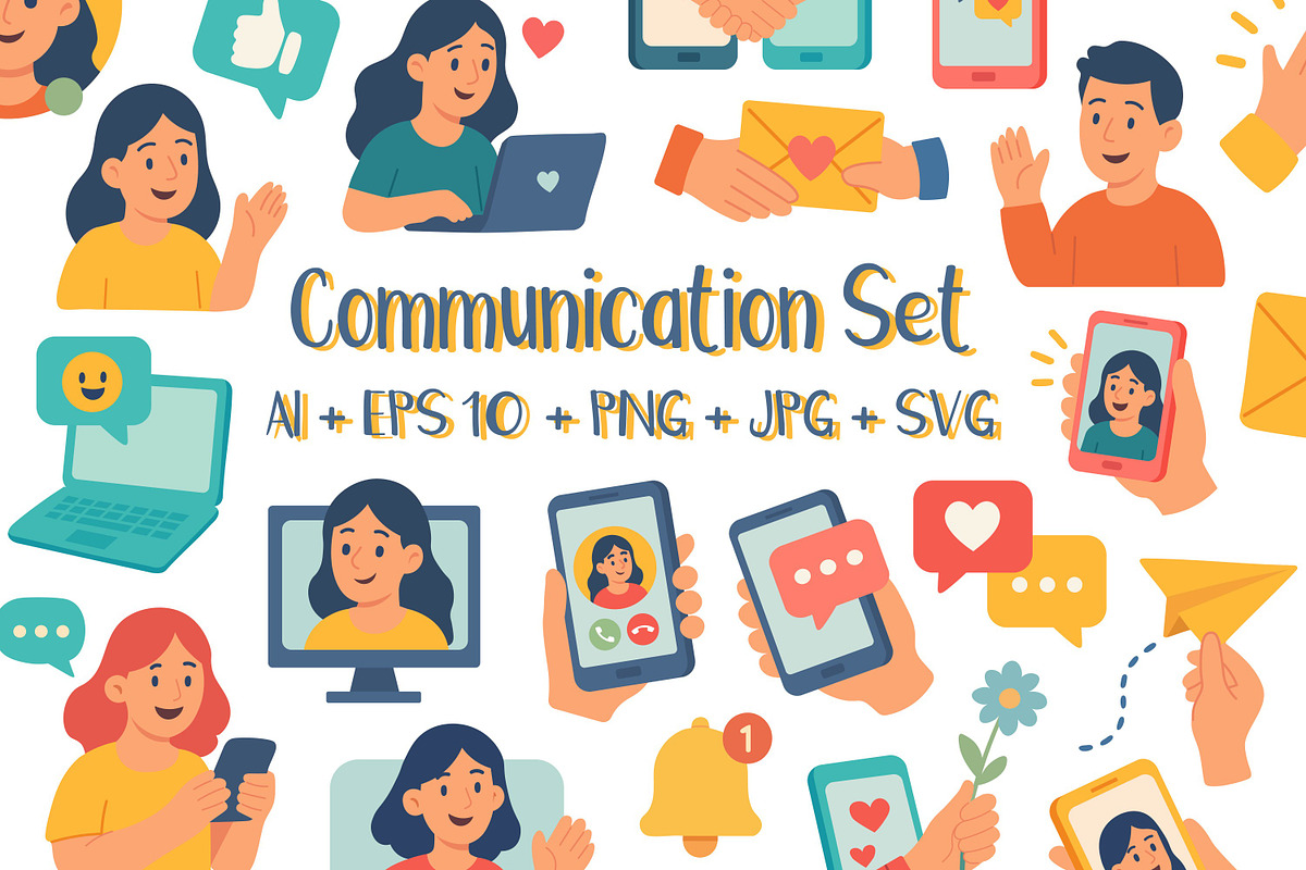 Communication Icons Set, a Technology Illustration by ananastya (Photo 1 of 12)
