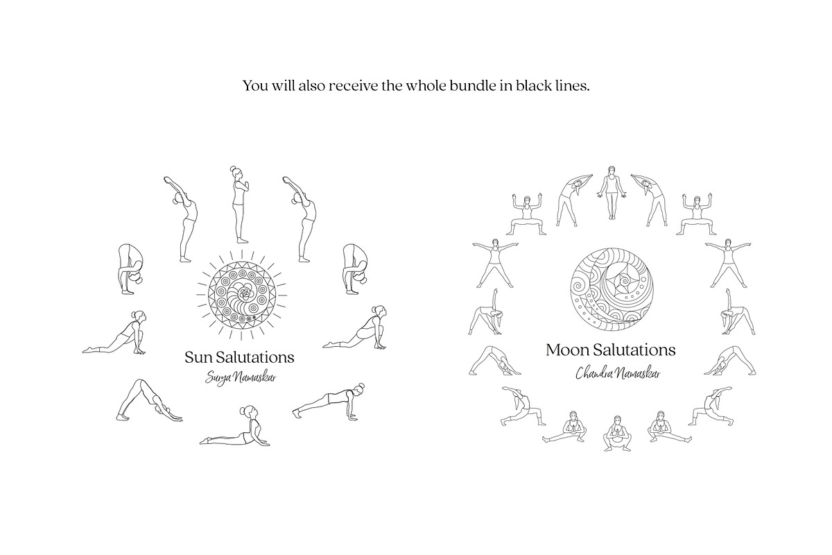 SunSalutation MoonSalutation bundle, an Illustration by Sunnyfields (Photo 9 of 9)