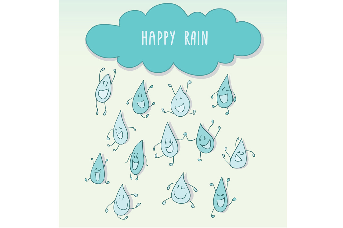 Happy rain set of pattern and card. preview 2