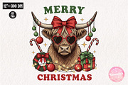 Funny Cow Merry Christmas PNG, an Illustration by CreationArt (Thumbnail 1 of 4)