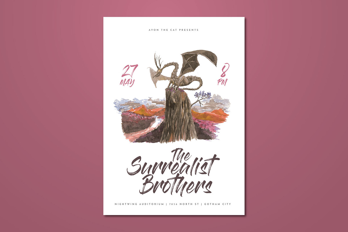 Watercolor Mountain Dragon Flyer, a Flyer Template by ashenterprise (Photo 1 of 6)