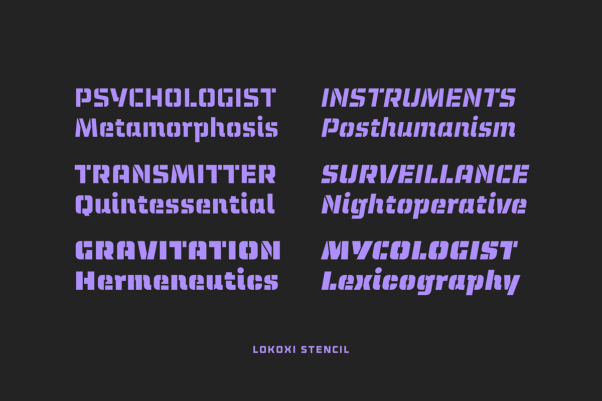 Lokoxi Stencil Pro - Full Family, a Sans Serif Font by Anfound Type (Photo 15 of 16)