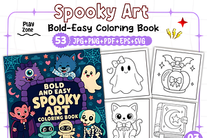 Spooky Art Coloring Bold and Easy, a Seasonal Illustration by Design Station