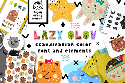 Lazy Olov - Scandinavian Color Font, a Script Font by JuliyArt
