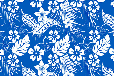 Blue and White Tropical Jungle Seaml, a Pattern Graphic by Sharon Schwalbe
