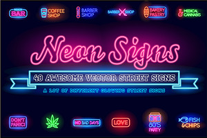 Awesome Street Neon Signs with Fonts, a Symbol Font by Ckybe's Corner