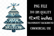 Scandinavian Blue Christmas Clipart, an Illustration by Designking (Thumbnail 4 of 5)