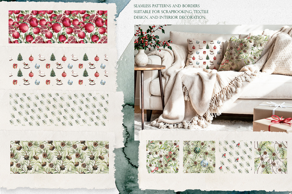 Christmas Mood. Watercolor clipart., a Seasonal Illustration by RushkinaAntonina (Photo 9 of 11)