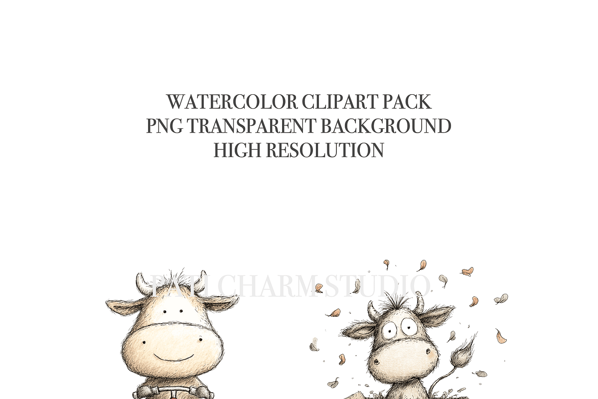 8 Cute Cow Clipart, an Animal Illustration by Pati Charm Studio (Photo 4 of 8)